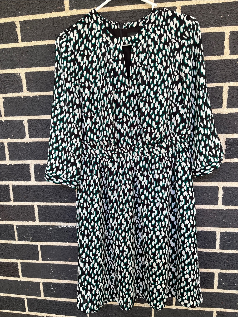 Banana Republic Black, White & Teal Midi Dress